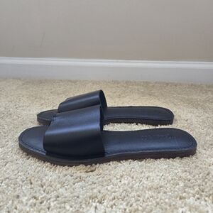 Madewell The Boardwalk Post Slide Sandals Womens 6.5 Black Leather